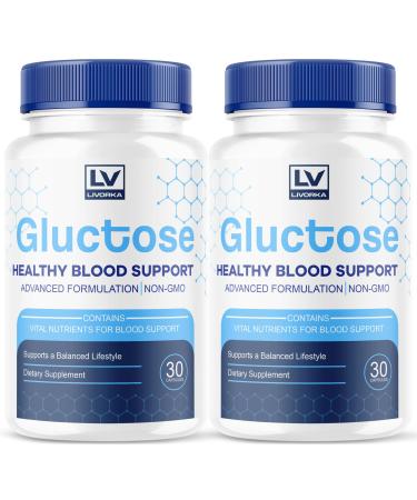 (2 Pack) Gluctose Advanced Blood Support Gluctose Gluctose - Advanced Blood Support Supplement Gluctose Supplement Support Capsules - All Natural Formula 60 Capsules for 2 Months