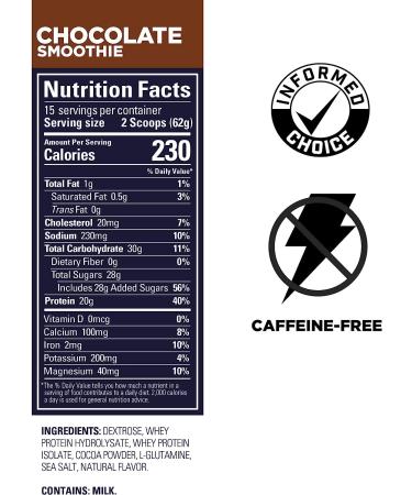 Gu Energy Roctane Ultra Endurance Protein Recovery Drink Mix - Chocolate Smoothie | 15-Serving Pouch - Buy Online on GoSupps.com