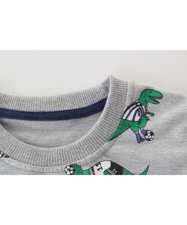 Boys Dinosaur Sweatshirt - Long Sleeve Cotton Jumper for Kids, 6-7 Years, Grey - Buy Online on GoSupps.com