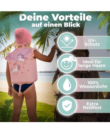 Kidverse Long Hair Bathing Cap for Girls 6-9 Years | Anti-Slip UV Protection Waterproof Swim Cap | Cute Pink-White-Blue Design - Buy Online on GoSupps.com