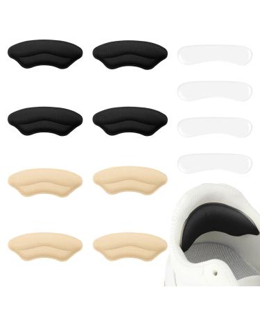 Heel Cushion Pads Heel Grips Heel Protectors Heel Grips for Ladies Shoes Shoe Inserts for Shoes Too Big Shoe Heel Pads Shoes Too Big Inserts Silicone Heel Protectors Heel Insoles for Women Shoe Grips Black Light Apricot Transparent