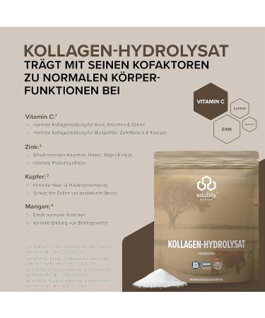 Edubily Nutrition Premium Collagen Hydrolyzate - Certified Grazing Joint Health & Connective Tissue Support - 750g Powder with Co-Factors (1 Pack) - Buy Online on GoSupps.com