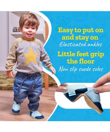 Soft Sole Leather Baby Shoes | Blue Tennis Shoes for Boys & Girls 6-12 Months - Buy Online on GoSupps.com