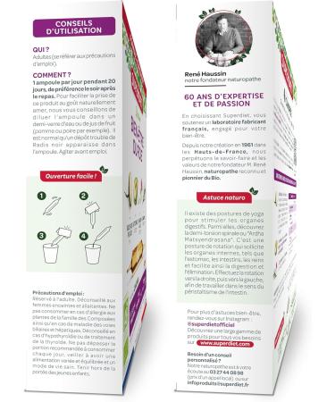 SUPERDIET -QUATUOR DIGESTION BIO-Well-being of the liver -Black Radish Artichoke Milk Thistle Rosemary-Made in France-20 Ampoules of 10 ml - Buy Online on GoSupps.com