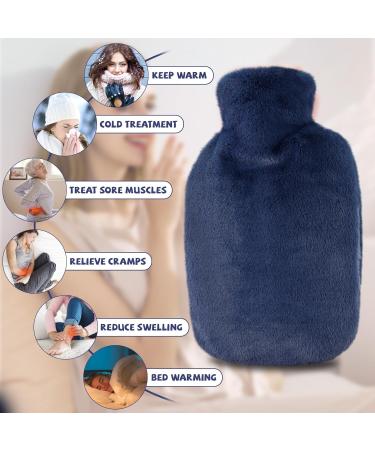 2pcs Hot Water Bottles 2L Large Hot Water Bottle with Cover Fluffy Hot Water Bag Hand Feet Warmers with Pocket for Neck and Shoulder Pain Relief ( Dark Grey & Dark Blue) - Buy Online on GoSupps.com