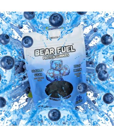 Bear Fuel Protein Gummies 20g Protein Candy Snack High Protein Zero Sugar Naturally Sweetened Gummy Bears Fruit Variety (3 Blueberry) Blueberry 3
