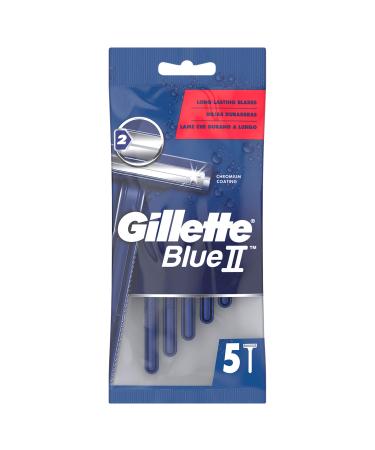 Gillette BlueII Men's Disposable Razors x 5 2-Blades Razor Fixed Head