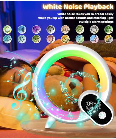 Light Alarm Clock | Daylight & Radio Alarm with Bluetooth & App Control | 12 Natural Sounds & Bedside Lamp for Adults - Buy Online on GoSupps.com