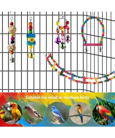 QIODAZOO Parrot Toys Bird Toy 7 Packs Birdcage Swings Bird Feeder Chewing Hanging for Conures Cockatiels Budgie Lovely Birds - Buy Online on GoSupps.com