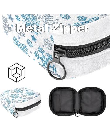 GIAPB Sanitary Napkin Storage Bag | Period Tampon Makeup Pad Pouch | Blue Snowflakes Color - Buy Online on GoSupps.com
