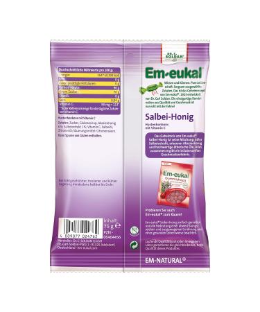 EM-eukal Sage Honey Coughing Candy 75g - Fine Sage Extract Acacia Honey & Vitamin C - Soothing Cough Relief - Buy Online on GoSupps.com