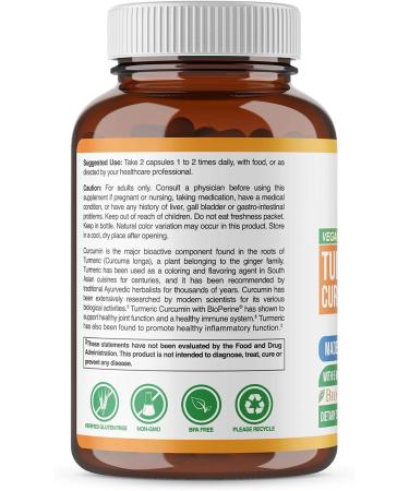 Organic Turmeric Curcumin with BioPerine & 95% Curcuminoids - 120 Non GMO Veggie Capsules by SolaGarden Naturals - Buy Online on GoSupps.com