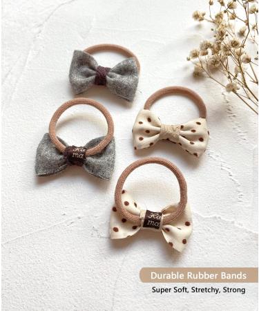 Boutique Baby Girl Hair Ties with Bows 28 Pcs - Cherssy A-Khaki - Buy Online on GoSupps.com