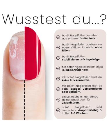 Bot 20x UV Gel Nail Foil - Self-Adhesive Summer Red Lasts Up to 3 Weeks Dermatest 'Very Good' | All-in-One Nail Foils for Easy Application - Buy Online on GoSupps.com