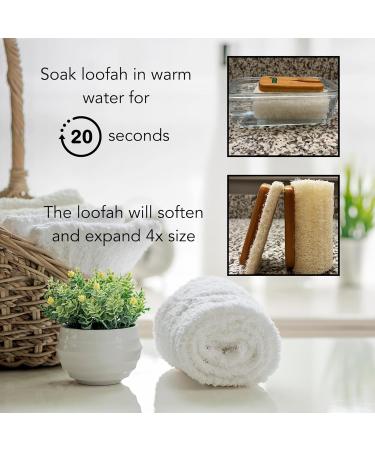 Natural Loofah Shower Scrubber with Bamboo Handle | Eco-Friendly Gentle Exfoliation Long Handle & Extra Loofah - Plastic-Free - Buy Online on GoSupps.com
