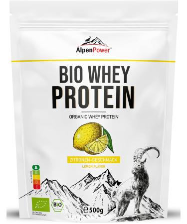 Alpine power organic whey protein lemon taste 500 g - 100% natural ingredients & without additives - high -quality CFM protein powder made of the best organic alpine milk lemon 500 g (1 Pack)