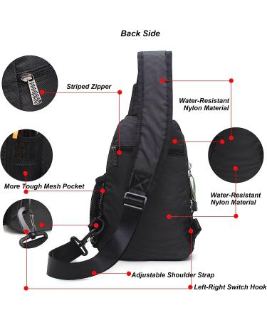 Nicgid Sling Bag Chest Shoulder Backpack - Black, iPad/Tablet Compatible - Outdoor Hiking Crossbody for Men and Women - Buy Online on GoSupps.com