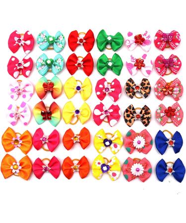 Camidy 50pcs Dog Bows | Cute Puppy Hair Bows with Rubber Bands for Grooming | Small Dog Accessories - Buy Online on GoSupps.com