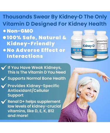 Kidney-D Kidney Supplement. Vitamin D Optimized for Kidney Support. Vitamin D3 and 7 Kidney Vitamins and Nutrients Designed for Kidney Health and More 60 Count (Pack of 1) - Buy Online on GoSupps.com