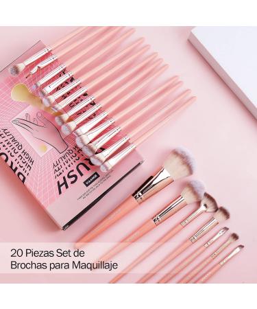 20pcs Professional Makeup Brush Set - Travel Kabuki & Eyeshadow Brushes with Gift Box | Pink Cosmetic Brush Set for Foundation & Concealer - Buy Online on GoSupps.com
