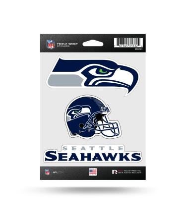 Rico Industries NFL Die Cut 3-Piece Triple Spirit Sticker Sheet, Seattle Seahawks , 5 x 7-inches Seattle Seahawks Alternate