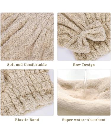 Shop Unaone Microfiber Hair Towel Set - Fast-Drying Hair Turbans for Thick & Long Hair | Soft Super Absorbent Wraps in Khaki & Brown - Buy Online on GoSupps.com