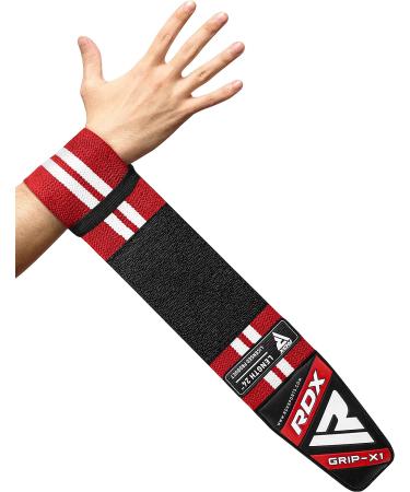 RDX 24 Weight Lifting Wrist Support Wraps - Professional Grade Elasticated Cotton Straps for Gym Workout - Ideal for Strength Training, Bodybuilding, Powerlifting - Red | Men & Women - Buy Online on GoSupps.com