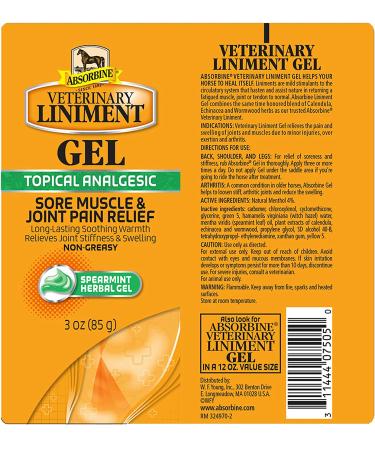 Absorbine Veterinary Liniment Gel - Menthol Pain Relief for Sore Muscles, Joints & Arthritis - Buy Online on GoSupps.com