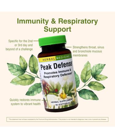Herbs Etc. Peak Defense - Support a Healthy Respiratory System - Herbal Supplement to Support Immune Health - Vitality Support Supplement for Adults - Gluten-Free - 60 Softgels (60 Servings) - Buy Online on GoSupps.com