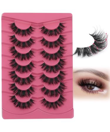 Mink Lashes Fluffy Crossed Lashes Natural Look 5D Curly Wispy Faux Mink Lashes That Look Like Extensions 7 Pairs 20mm False Eyelashes With Clear Band Eye Lashes by FANXITON C-20MM-04