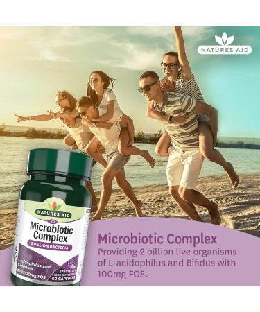 Natures Aid Microbiotic Complex | L.Acidophilus, Bifidus, FOS | Vegan | 60 Capsules - Buy Online on GoSupps.com