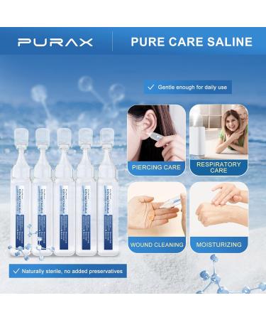 PURAX Saline Solution 0.9% Nasal Cleanse for Babies Kids and Adults Isotonic Saline Solution for Eye Care Wound Cleansing - 21 Count (5ml Each) - Buy Online on GoSupps.com