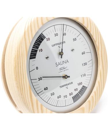 Fischer 196TH-03 Sauna Thermohygrometer - 150mm Hair Hygrometer & Bimetal Thermometer - Premium Pine Wood - Made in Germany - International Shipping Available - Buy Online on GoSupps.com