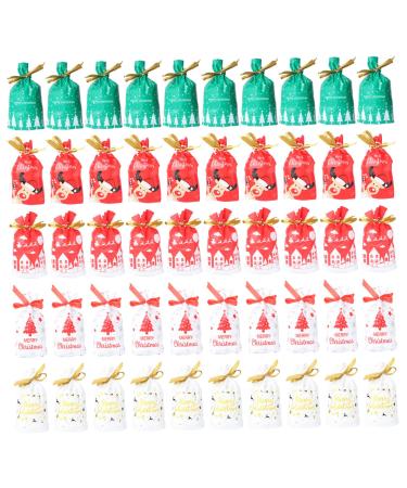 Anneome 50pcs Holiday Party Favor Bag Treat Bags Christmas Bundle Pocket Christmas Bag Packing Bag Candy