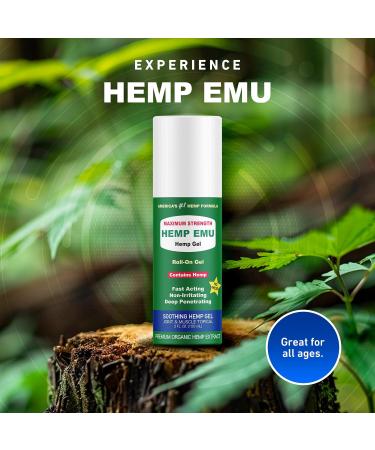Hemp Emu Roll On Gel - Organic Hemp & Emu Oil Muscle Rub for Back & Joint Pain Relief - Soothing Gel with Menthol Eucalyptus & Aloe Vera - Buy Online on GoSupps.com
