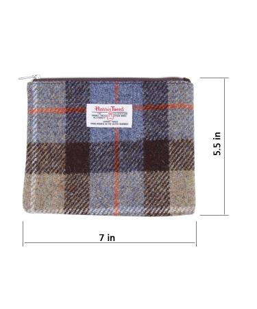 ICObuty Harris Tweed Check Zippered Cosmetic Bag - Blue Tartan | Stylish & Durable | International Shipping Available - Buy Online on GoSupps.com