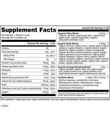 Organic Reds Probiotics Powder | Antioxidant Superfood | Boost Energy | Non-GMO | Mixed Berry Flavor - 30 Servings - Buy Online on GoSupps.com