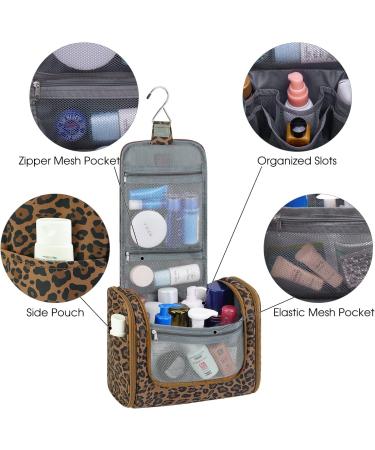 Large Hanging Toiletry Wash Bag Travel Makeup Cosmetic Organizer for Men Women by WANDF (Brown Leopard) - Buy Online on GoSupps.com
