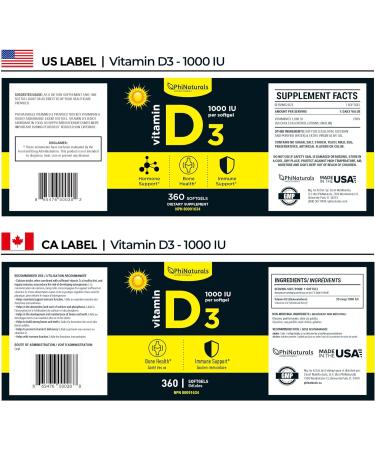 High Potency Vitamin D3 1000 IU Softgels - 360 Count | Immune Support & Mood | Extra Virgin Olive Oil for Max Absorption | Healthy Bones & Muscle Function - Buy Online on GoSupps.com