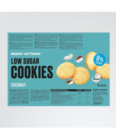 Body Attack Low Sugar Coconut Cookies - 130g | Protein Snack No Aspartame Made in Germany - Buy Online on GoSupps.com