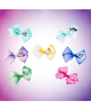Disney Princess Kids Hair Bows Gift Set - 7 Pcs 4 Inch Bundle - Alligator Clips - Jasmine Belle Tiana Pocahontas Rapunzel & More - Buy Online on GoSupps.com
