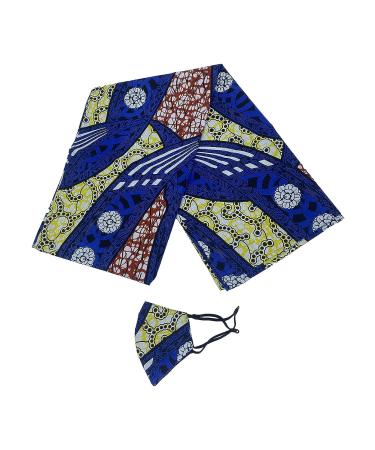 Satsuma 100% Wax Cotton Women African Scarf Ankara Print Head Wrap | Blue Lightweight Turban Tie | 22''x72'' (H04-519) - Buy Online on GoSupps.com