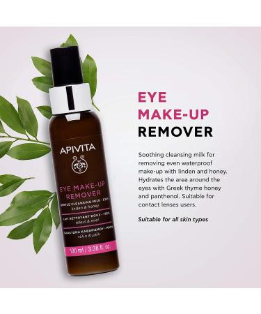 APIVITA Natural Eye Make-up Remover with Honey and Linden 3.38 fl.oz. | Gentle Cleansing Milk for Sensitive Eyes, Contact Lenses Wearers | Removes Waterproof Makeup & Impurities - Buy Online on GoSupps.com