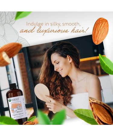 HBNO Organic Almond Oil 16 OZ - Cold Pressed Natural Carrier Oil for Massage Aromatherapy DIY Soap Making Face Body Hair & Nails - International Shipping Available - Buy Online on GoSupps.com