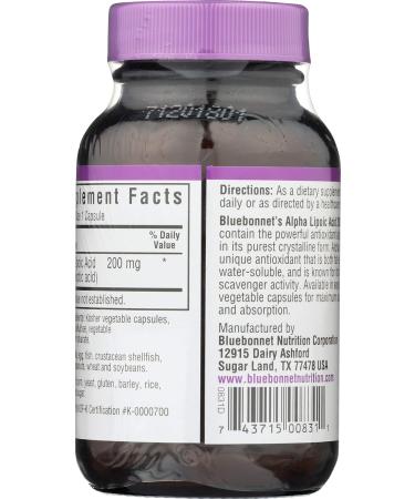 Buy Bluebonnet Nutrition Alpha Lipoic Acid 200mg - 60 Veggie Capsules | International Shipping Available - Buy Online on GoSupps.com