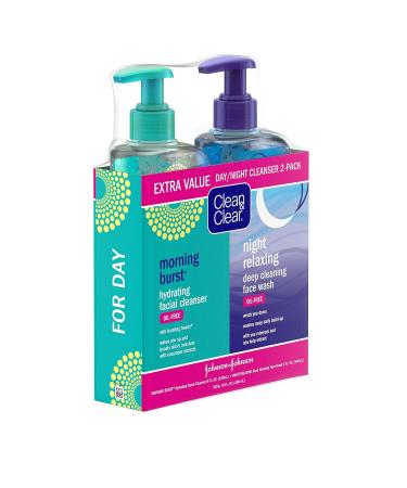 Clean & Clear Day & Night Face Cleanser Set - Morning Burst Hydrating & Night Relaxing Deep Cleansing - Oil-Free, Non-Comedogenic - 2 x 8 fl. oz - Buy Online on GoSupps.com