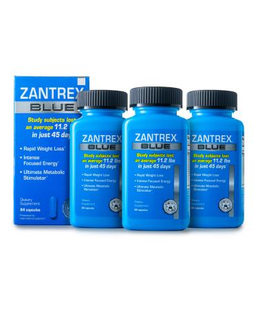 Zantrex Blue - Weight Loss Supplement Pills - Weight Loss Pills - Weightloss Pills - Dietary Supplements for Weight Loss - Lose Weight Supplement - Energy and Weight Loss Pills - 84 Count - 3 Pack 84 Count (Pack of 3) Blue