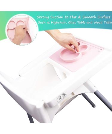 Qshare Toddler Plate | Portable BPA-Free Silicone Suction Plate for Kids | Dishwasher & Microwave Safe | 11x8x1 inch | Cream Pink - Buy Online on GoSupps.com