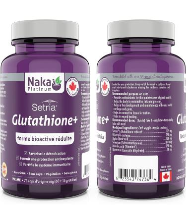 Naka Platinum - Setria glutathione+ 75 Vcaps - reduced Bioactive Form 75 count (NAKA-74736) - Buy Online on GoSupps.com