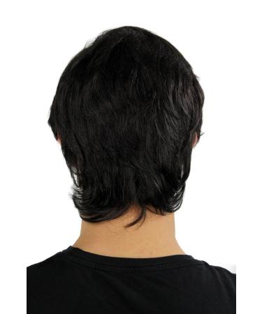 WIG ME UP GFW355A-2 Men's Black Short Hair Wig - Stylish Straight Parting for All Occasions - Buy Online on GoSupps.com